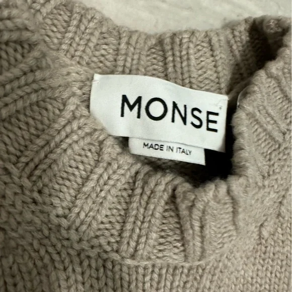 Monse- Taupe Longsleeve Pullover Crewneck Sweater